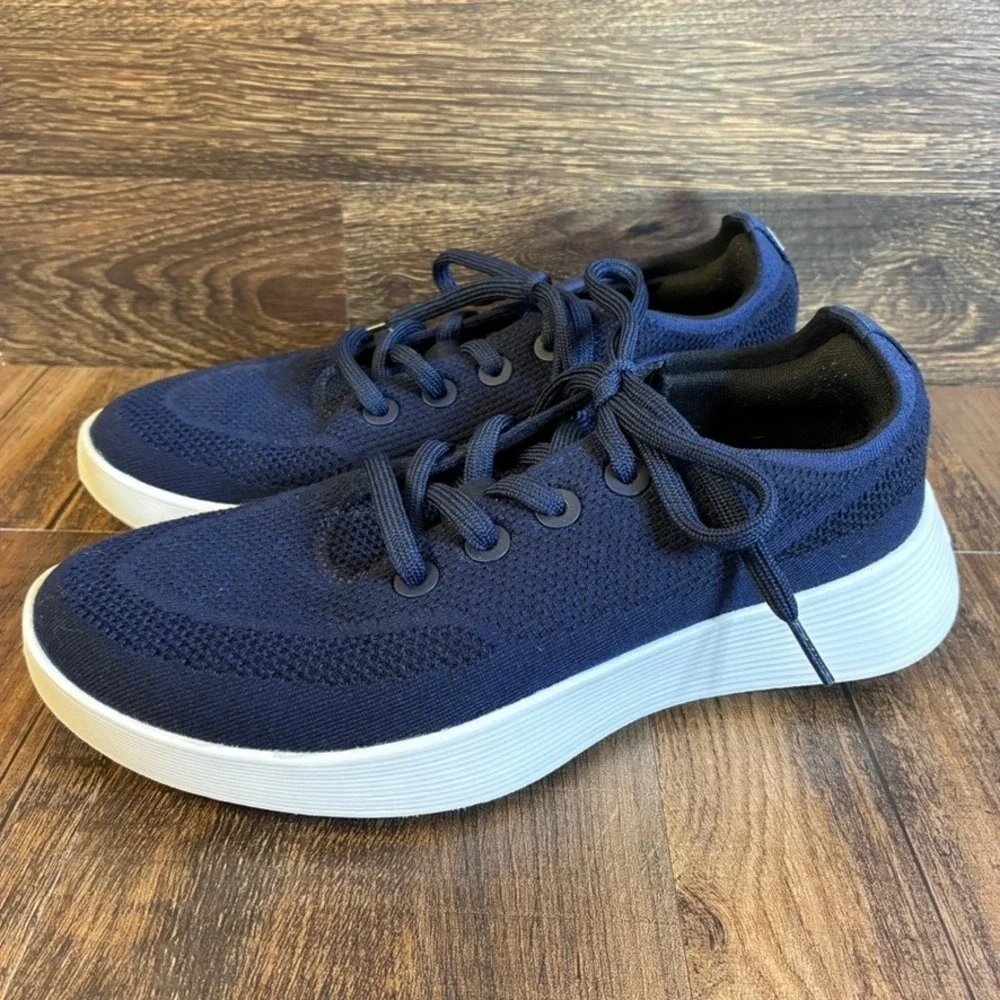 Allbirds Tree Runner Marine Blue White Knit Walking Shoes Womens Sz 9 Sneaker